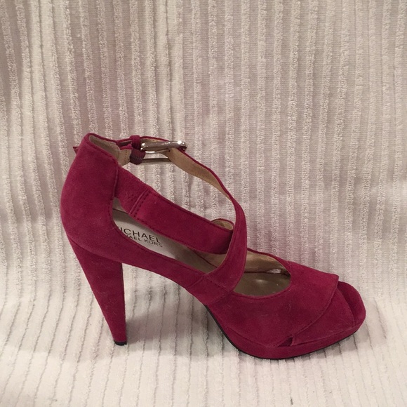 Michael by Michael Kors fuscia/plum suede sandals - Picture 3 of 5